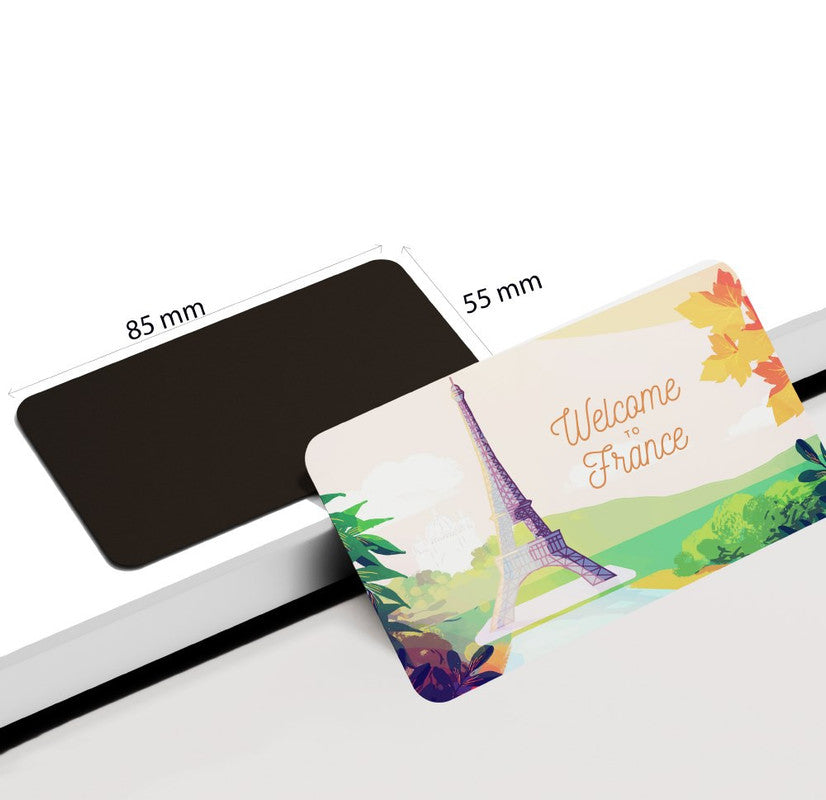 dhcrafts Rectangular Rubber Fridge Magnet / Magnetic Card Multicolor France D5 Design Pack of 1 (8.6cm x 5.4cm)